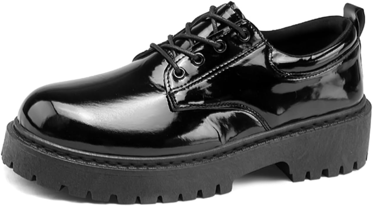 

Мужские черные оксфорды из лакированной кожи, стильные туфли на платформе с массивной подошвой, идеально подходят для официальных и повседневных мероприятий Aokisx