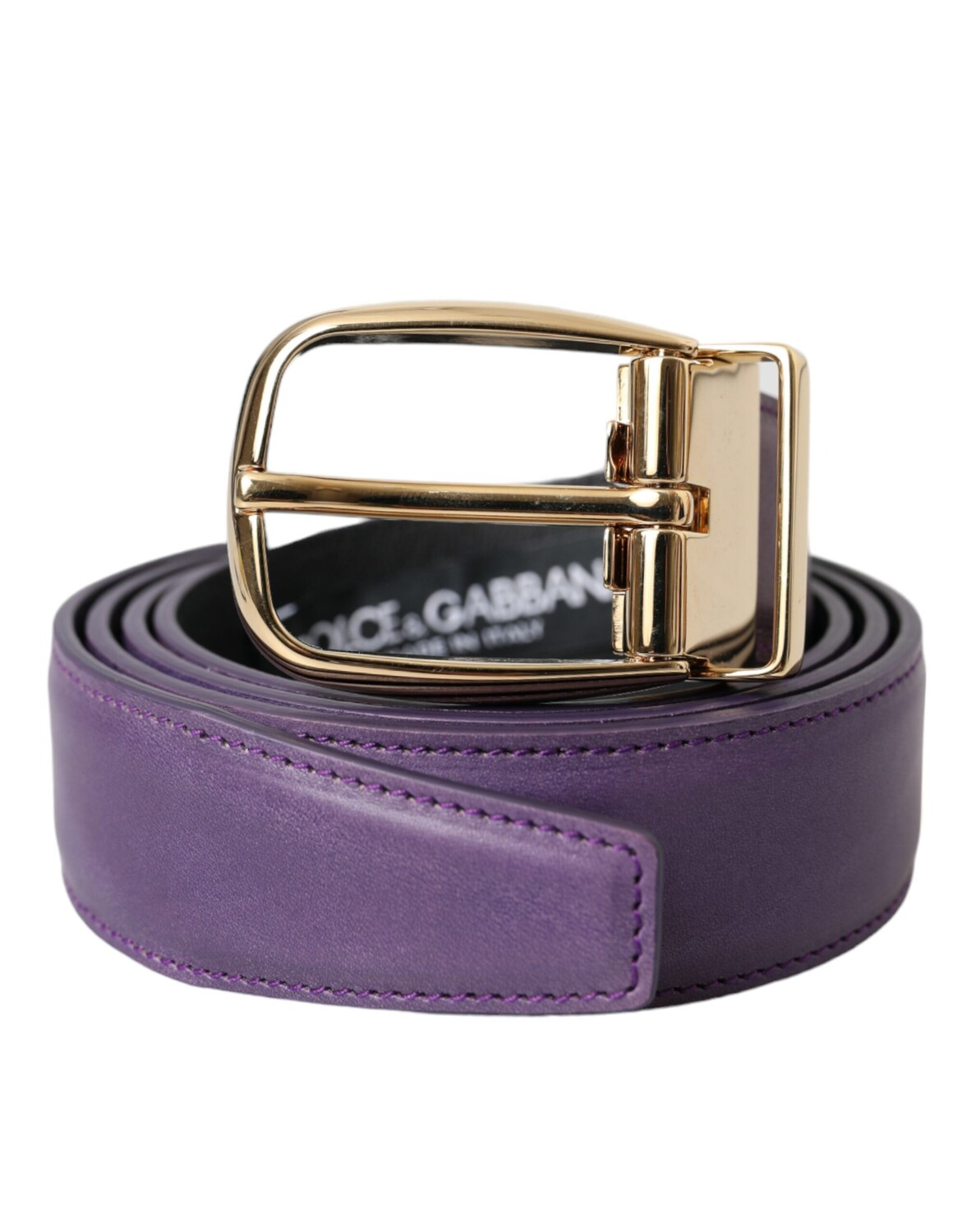 

Фиолетовый кожаный ремень с золотой металлической пряжкой для мужчин Dolce & Gabbana