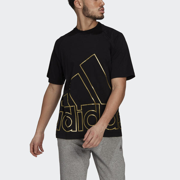 Футболка u big logo t sports stylish printing round neck short sleeve black Adidas, черный — фото 3