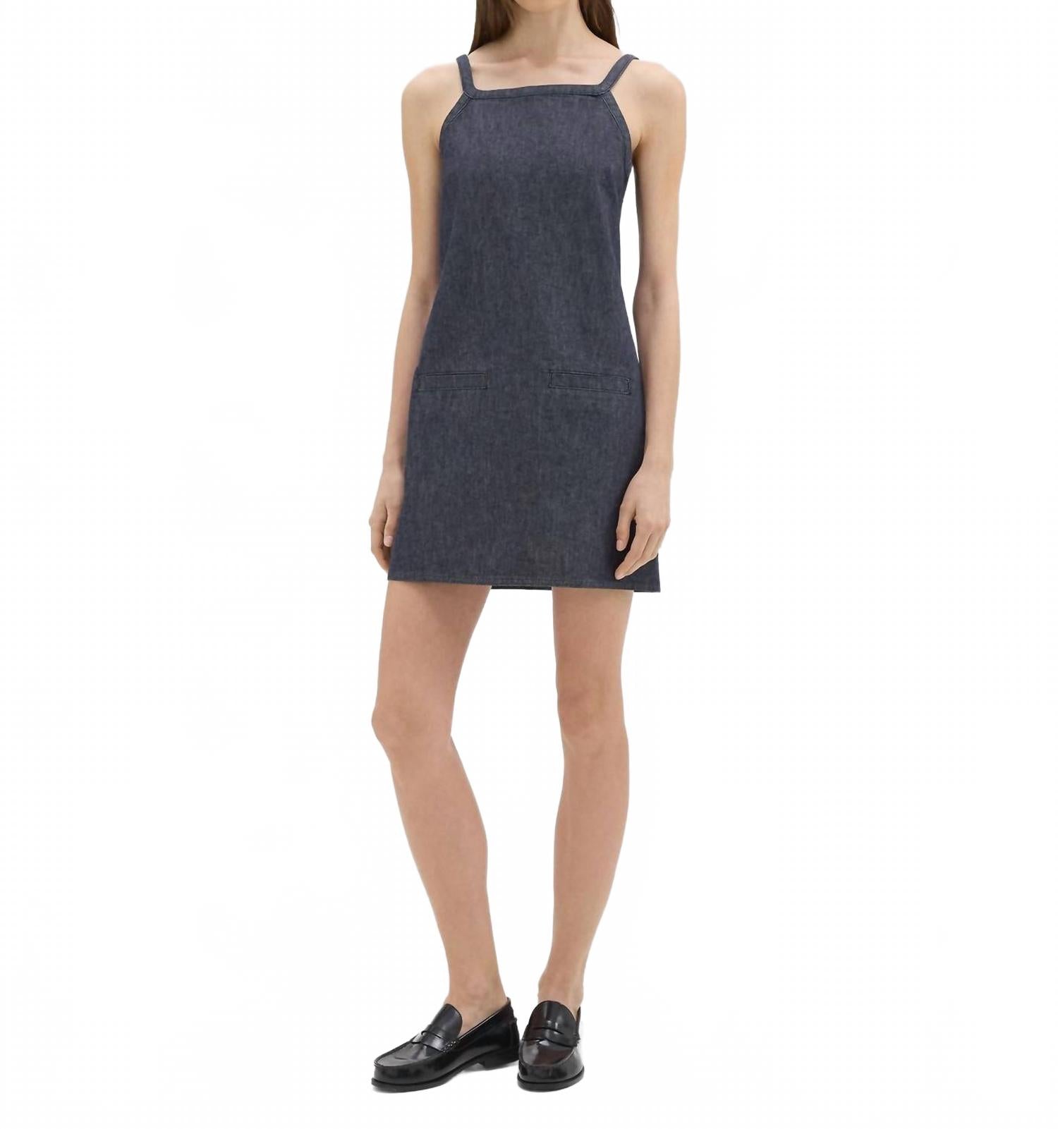 

Квадратный вырез мини-платье из индиго денима Theory