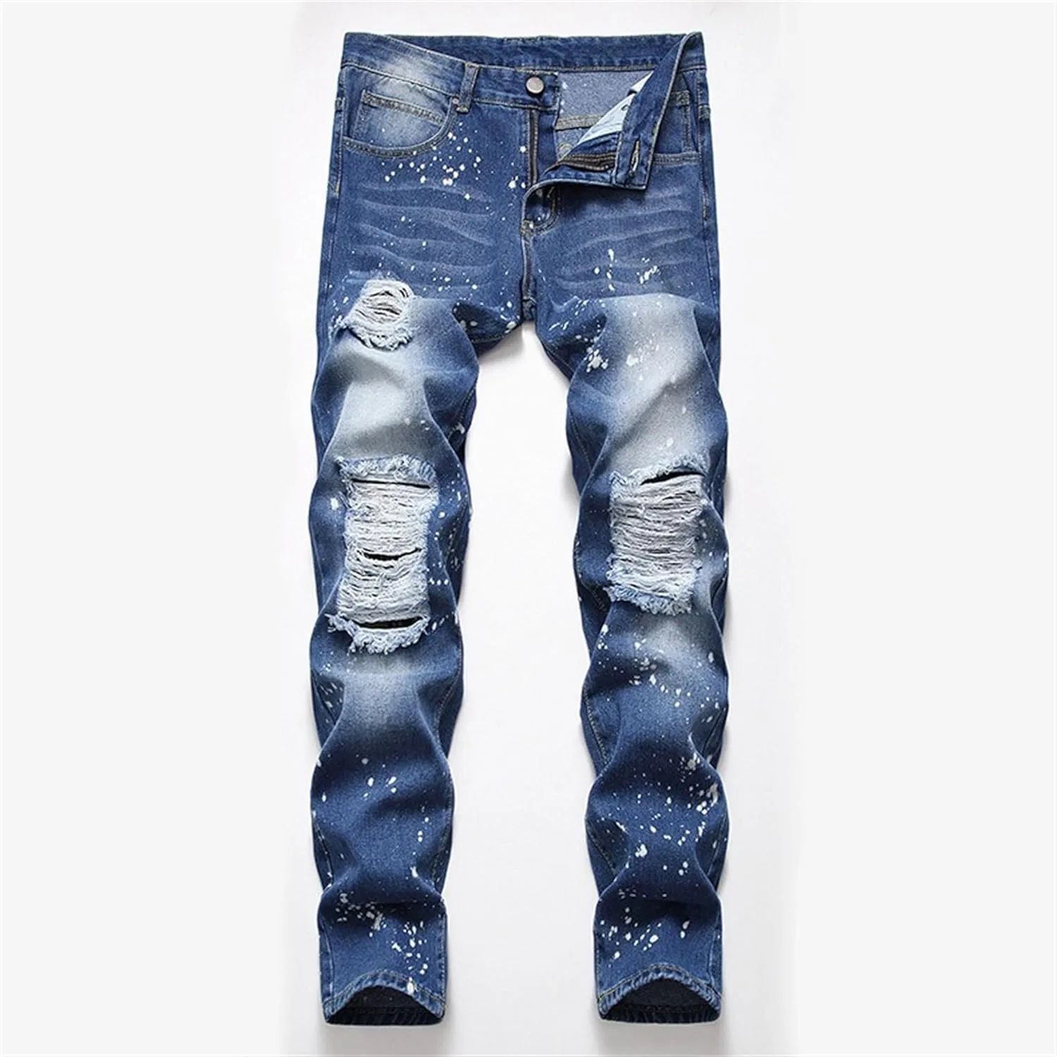 Джинсы Slim Fit Ripped Distressed, индиго — фото 3