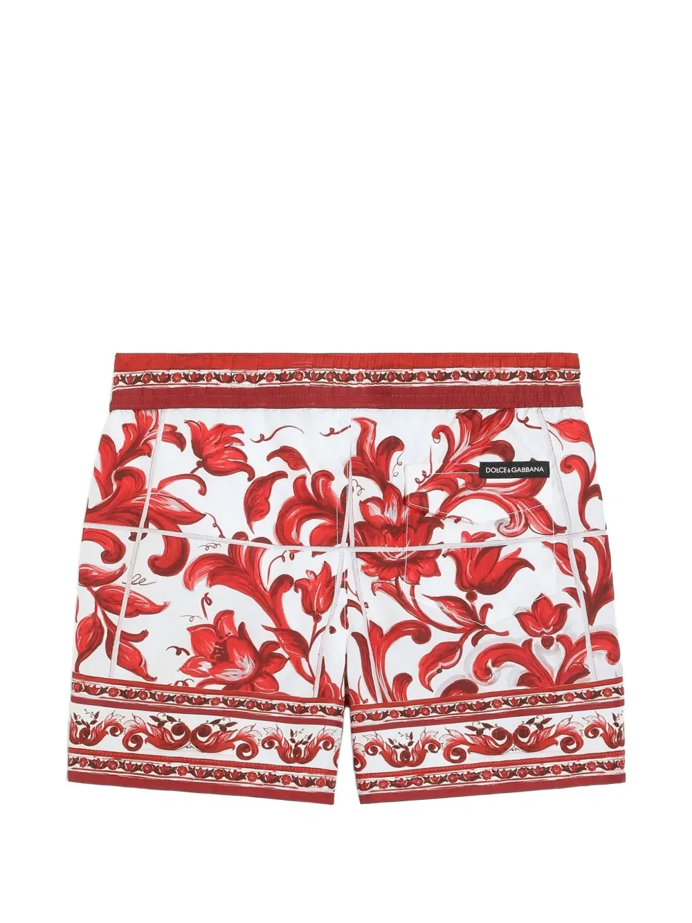 Нейлоновые боксерские шорты с майоликовой печатью Dolce & Gabbana Kids, белый — фото 2