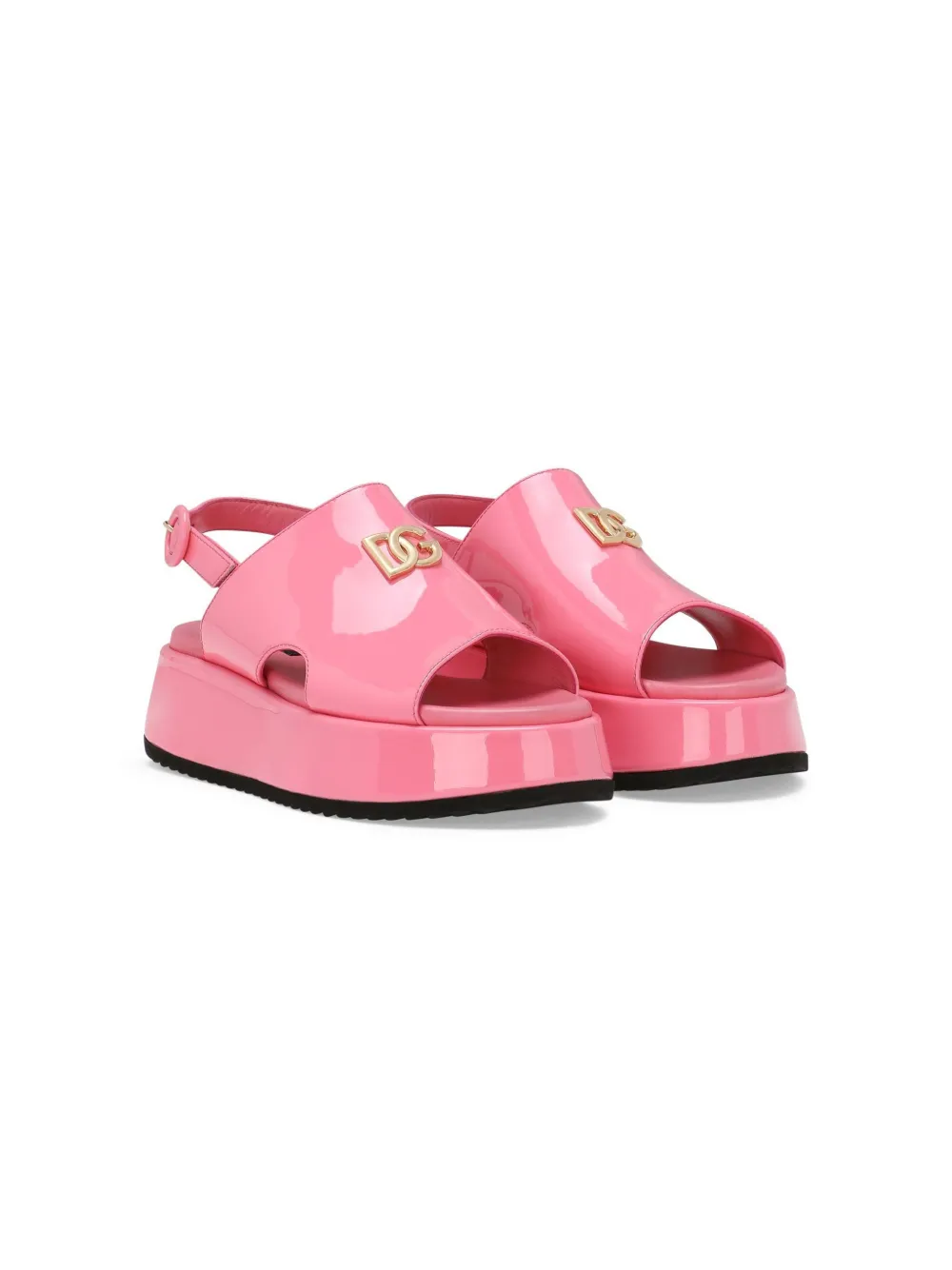 

Лакированные сандалии с логотипом DG Dolce & Gabbana Kids, розовый