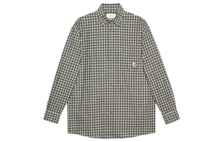 Рубашка оверсайз GUCCI Tricolor Plaid, в клетку, весна-осень
