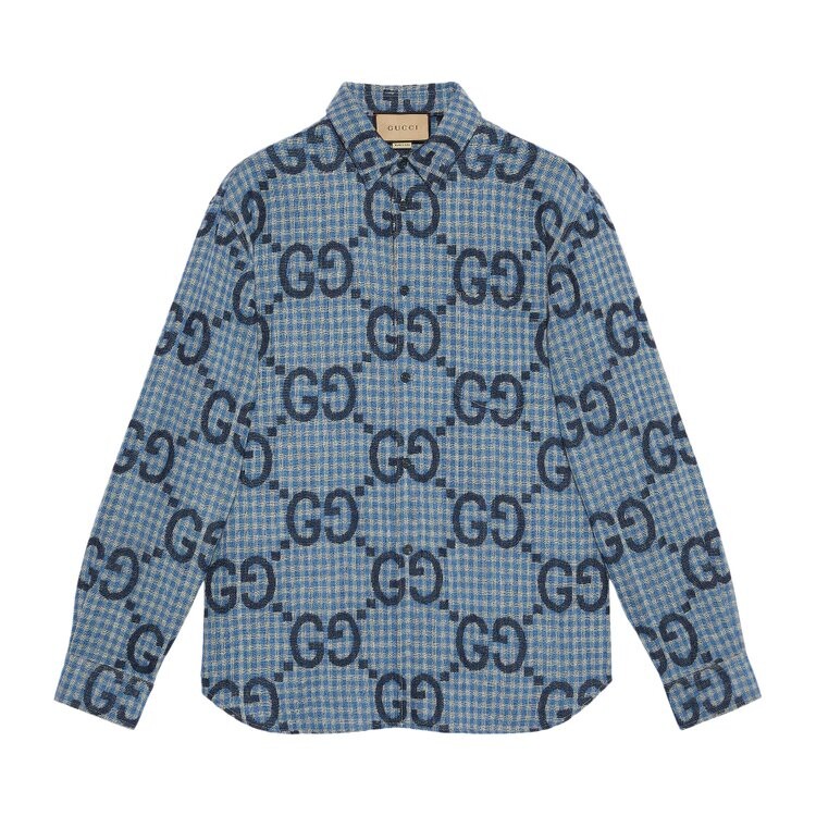 

Рубашка Gucci Check Shirt, синий, Серый, Рубашка Gucci Check Shirt, синий