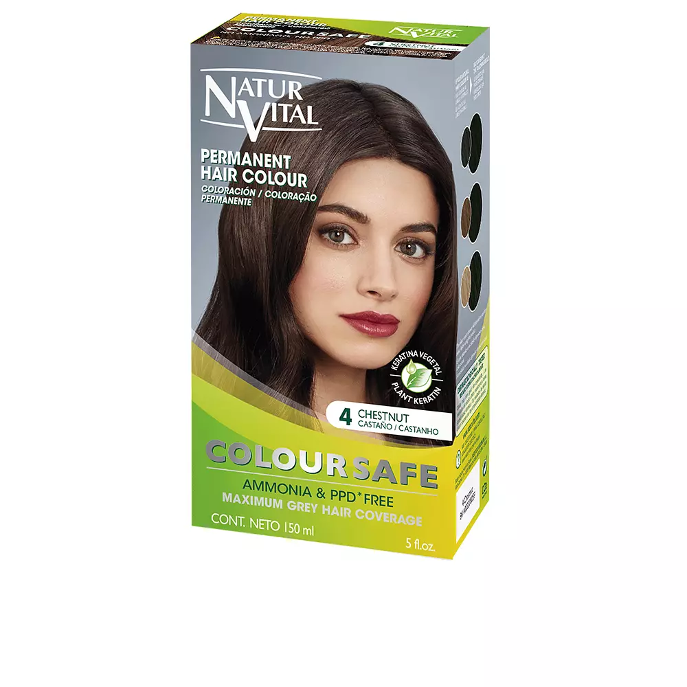 

Краска для волос Coloursafe tinte permanente Naturvital, цвет 4-castaño, 150 мл.