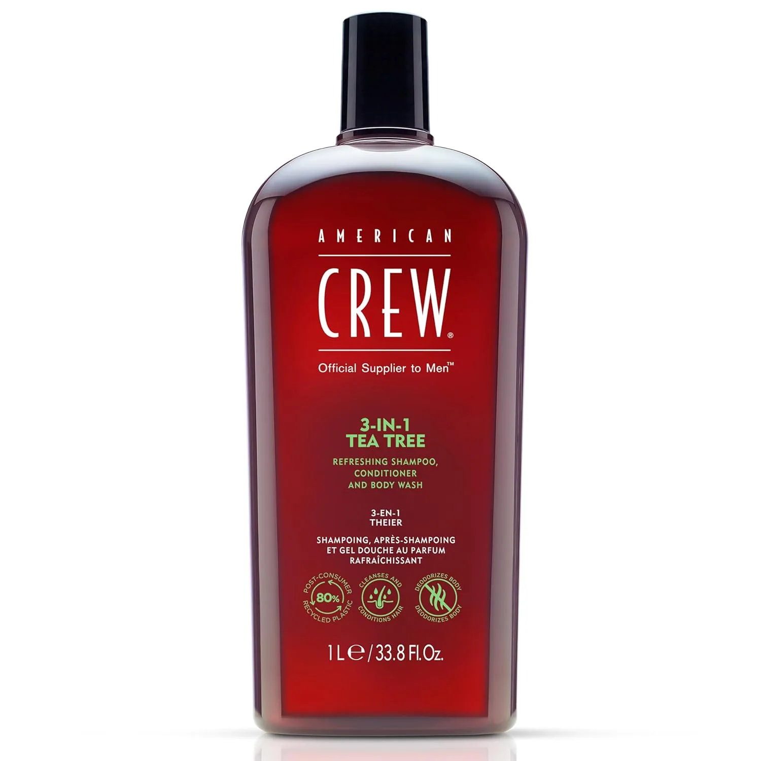 Шампунь, кондиционер и гель для душа American Crew для мужчин, 3-в-1, аромат чайного дерева, 950 мл 1000 мл (1 шт.)