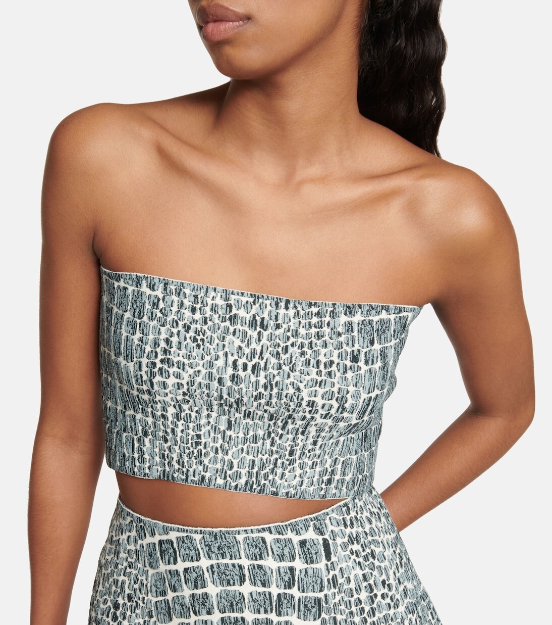 Топ-бандо с тиснением под крокодила Alaïa, мультиколор — фото 4