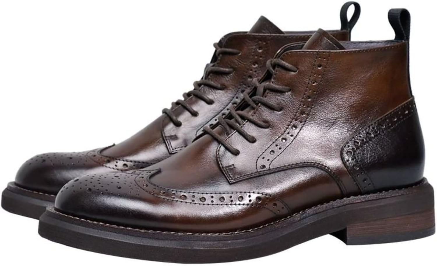 

Мужские вестерн-боны Azttoztto, ботинки с толстой подошвой и эффектом увеличения роста, ботинки до середины голени с круглым носком, повседневные ботинки, коричневый