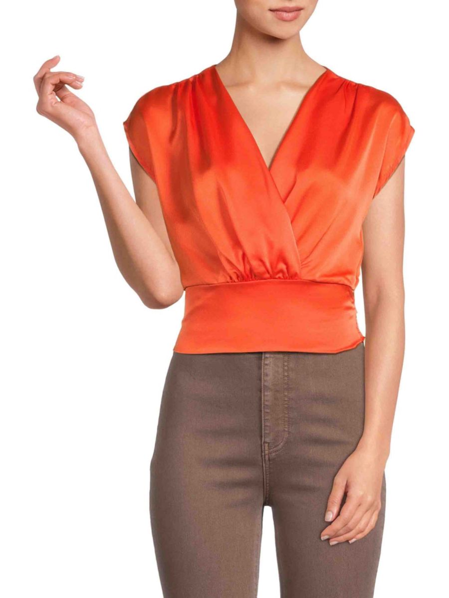 

Сатиновый топ с имитацией запаха Renee C., оранжевый