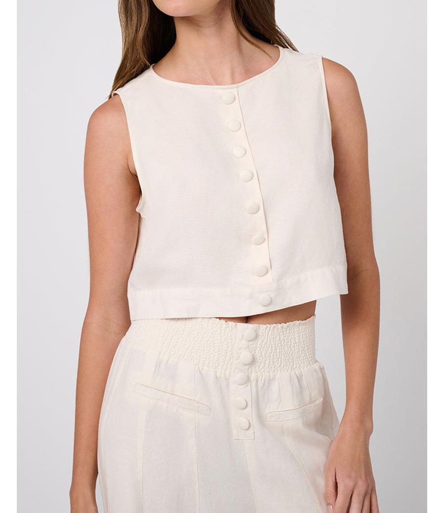 

Женская свободная льняная блузка с вырезом-лодочкой WeWoreWhat, Off-white