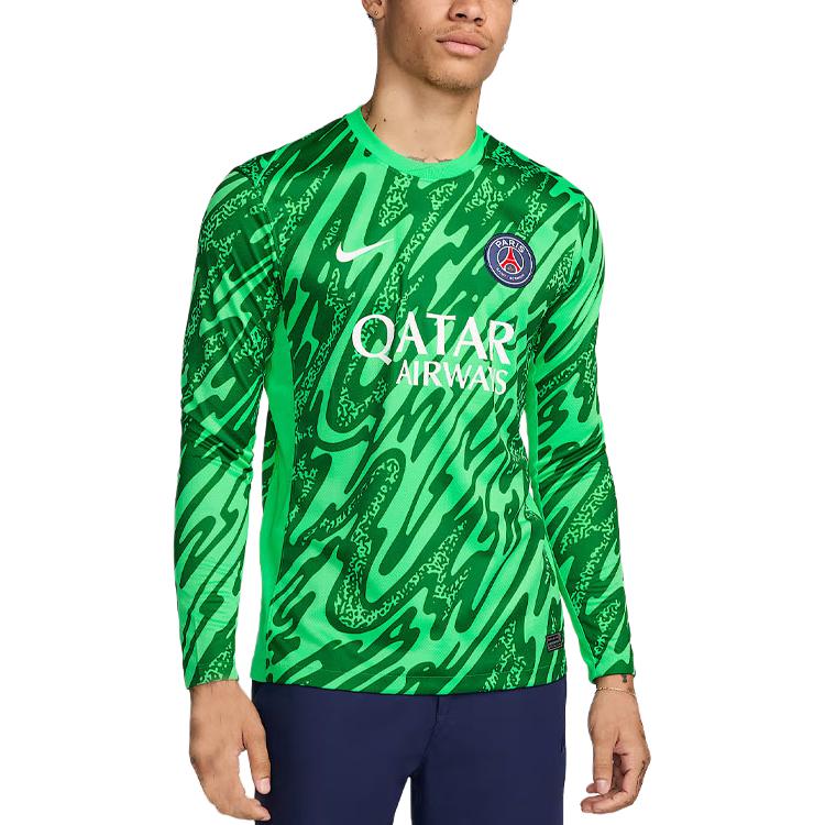 

Футболка вратаря Paris Saint Germain 2024/25 Stadium мужская реплика с длинным рукавом Dri FIT Nike, зеленый