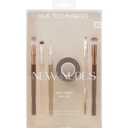 

Real Techniques New Nudes Daily Swipe Eye Kit Кисти для макияжа для подводки теней и бровей Лента для макияжа Синтетическая щетина Не подвергается жестокому обращению и веганский набор из 7 предметов