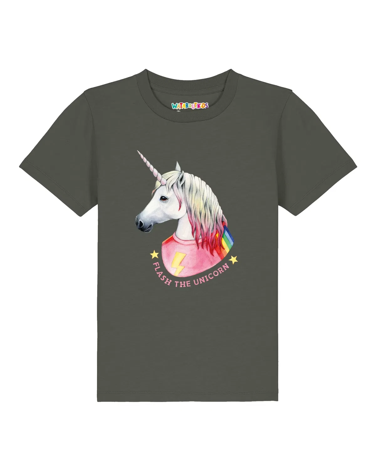 Футболка с единорогом Wat? Apparel, хаки — фото 2