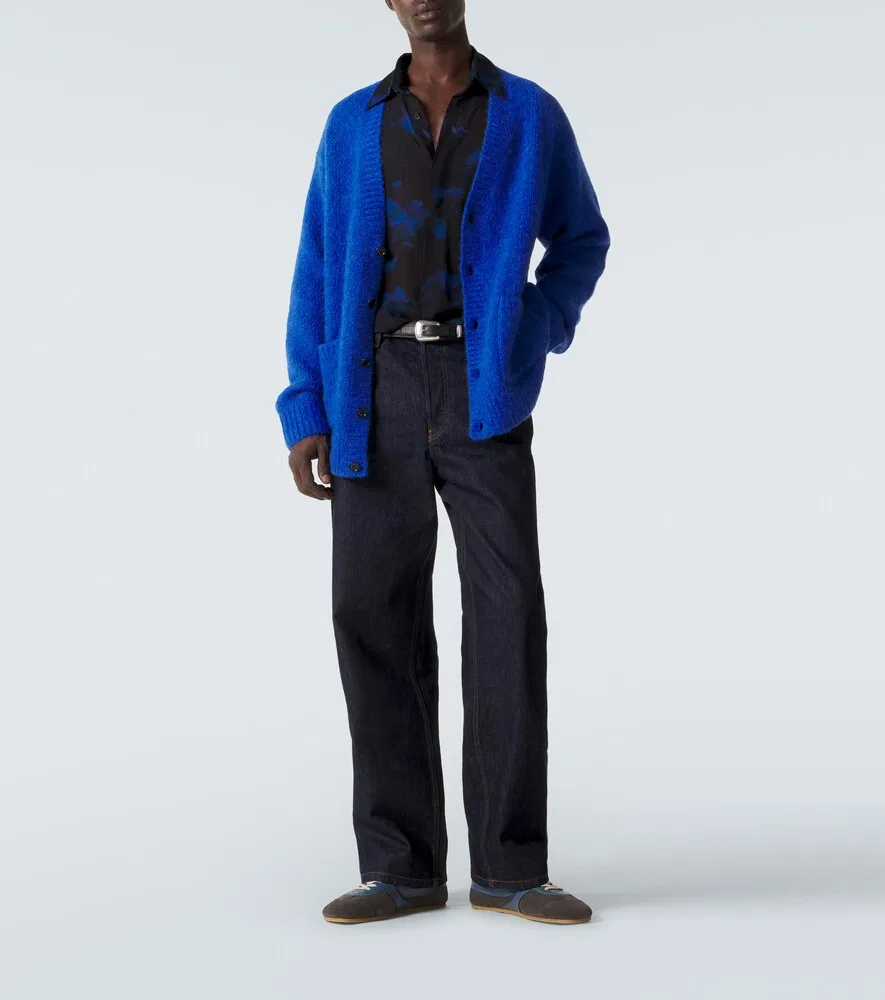 Замшевые кроссовки с кожаной отделкой Dries Van Noten, серый — фото 2
