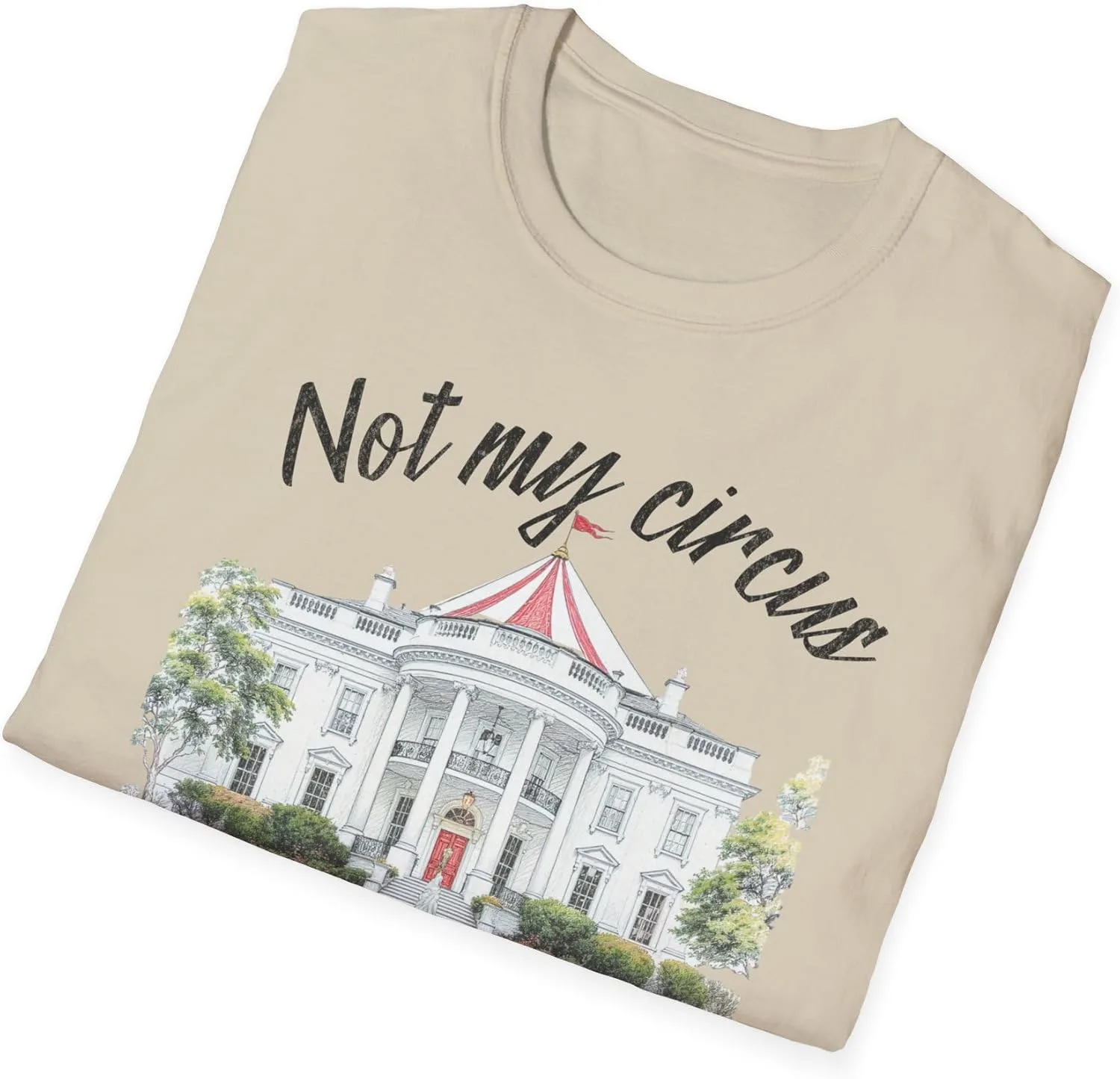 GENERIC Футболка Not My Circus Not My Monkeys Anti-Trump с принтом Белого дома в виде циркового шатра, унисекс подарок для либералов и демократов — фото 4
