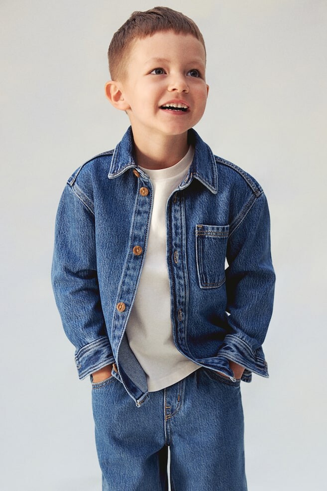 

Джинсовая рубашка из смеси хлопка H&M, синий