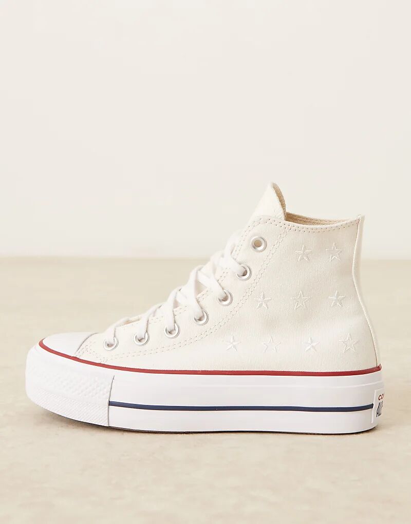 Кроссовки Converse Chuck Taylor All Star Hi Lift белого цвета с вышитыми звездами — фото 2