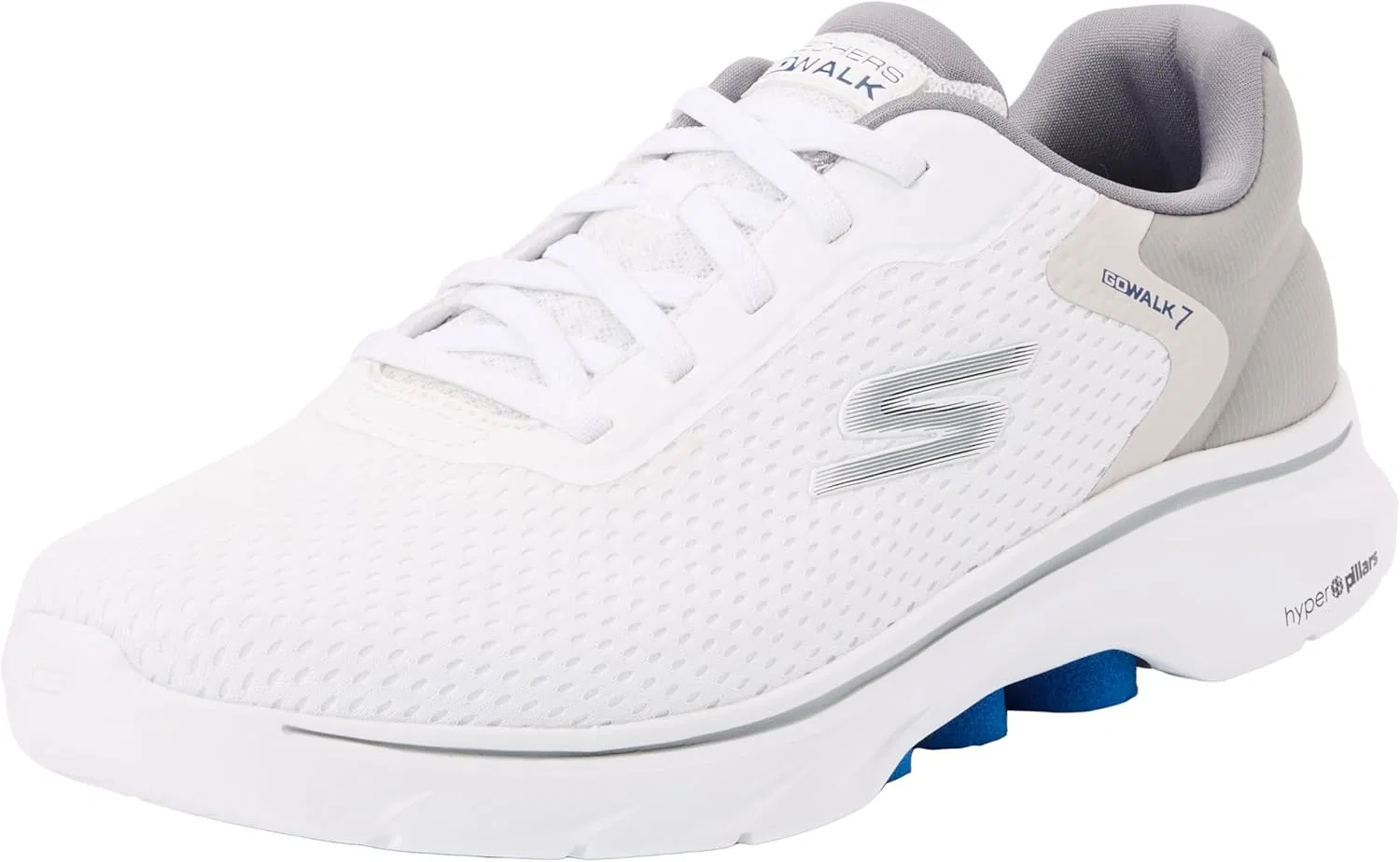 Мужские кроссовки Skechers Go Walk 7 Construction Trainers, White And Grey Textile Synthetic