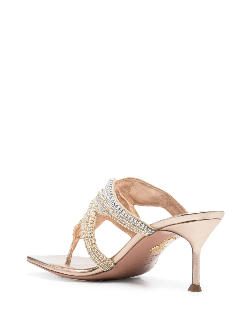 Босоножки на каблуке Aquazzura, золотой — фото 3