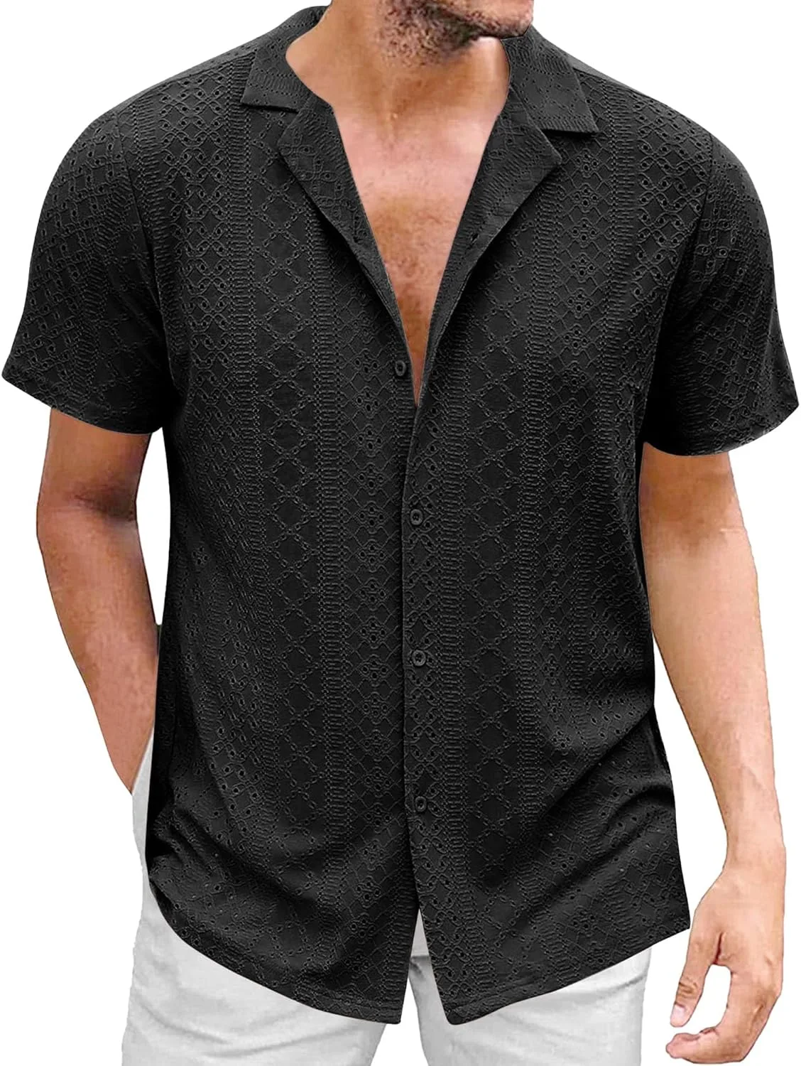 

Мужская рубашка поло с кубинским воротником и коротким рукавом PHJTOMK