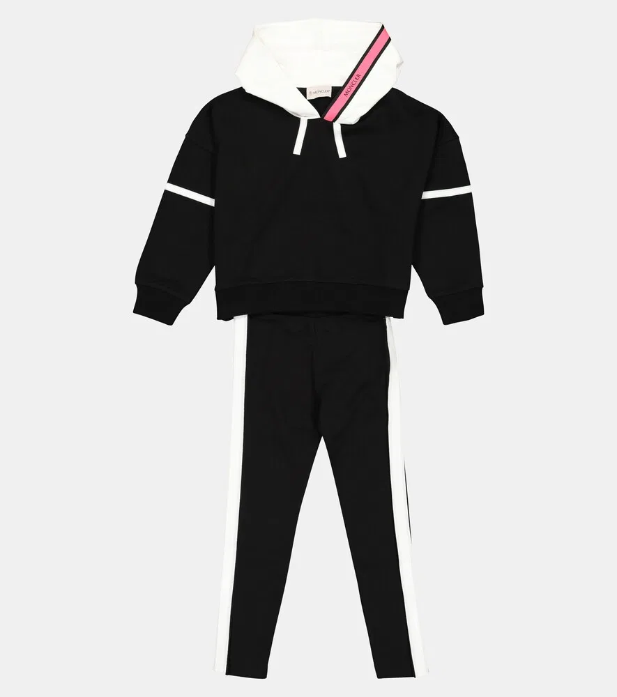 Спортивный костюм из эластичного хлопка Moncler Enfant, черный — фото 2