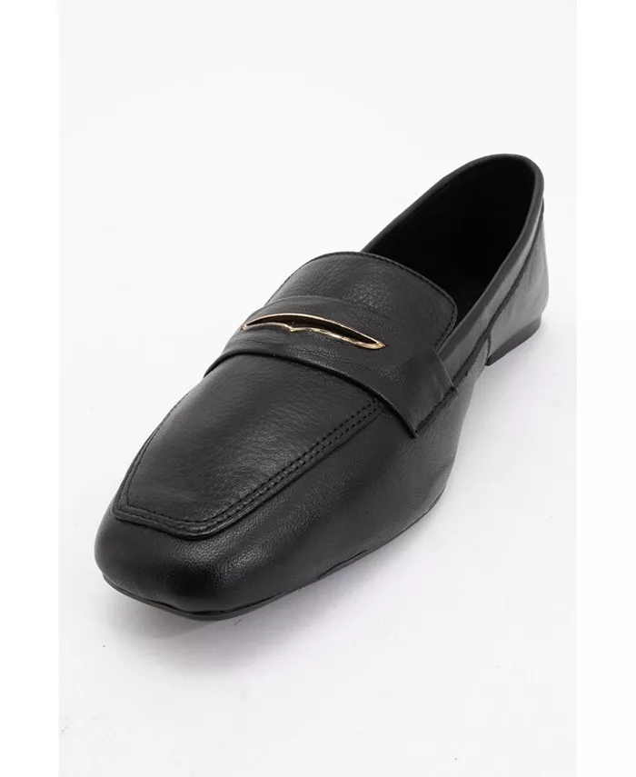 Иридесса Кожаные Лоферы на Плоской Подошве (Женщины) Forever & Always Shoes, черный — фото 3