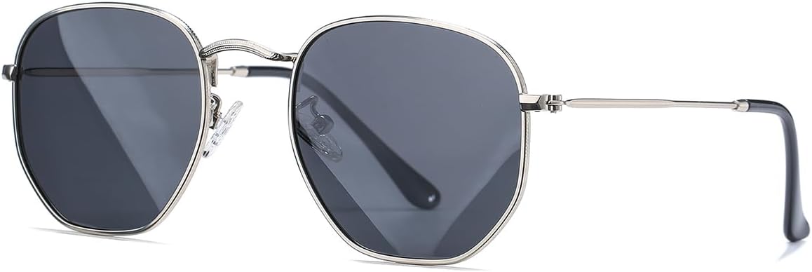 

Солнцезащитные очки HJSTES маленького размера с поляризацией, модные, в шестиугольной металлической оправе, с зеркальными линзами и защитой от УФ-излучения, A04 Silver/Grey