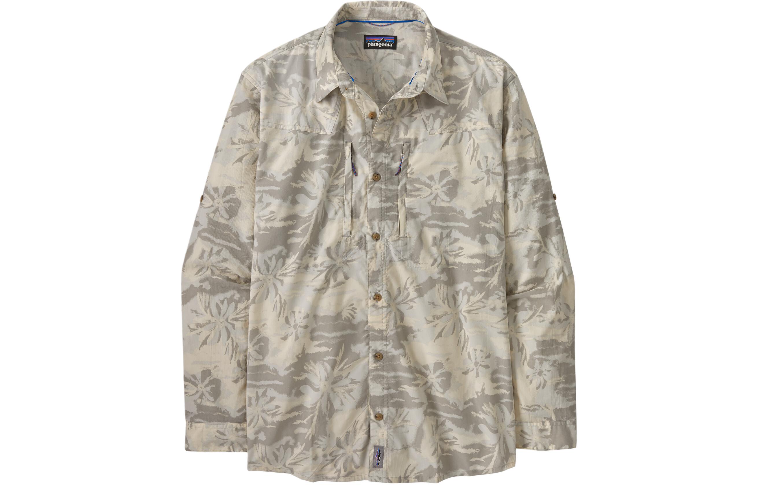 

Длинный рукав солнцезащитная растягивающаяся футболка мужская Patagonia, Pumice/Pumice