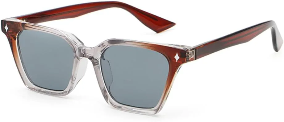 

Солнцезащитные очки в ретро-оправе с защитой от УФ-излучения для мужчин и женщин, ацетатные солнцезащитные очки с леопардовым принтом VFDHN, Brown With Grey