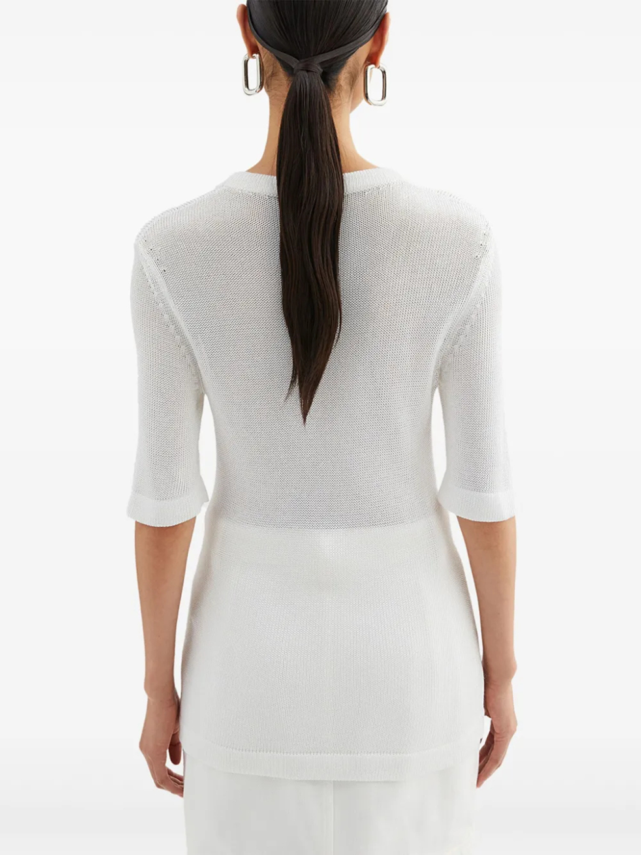 Jil Sander футболка в технике кроше, белый — фото 3