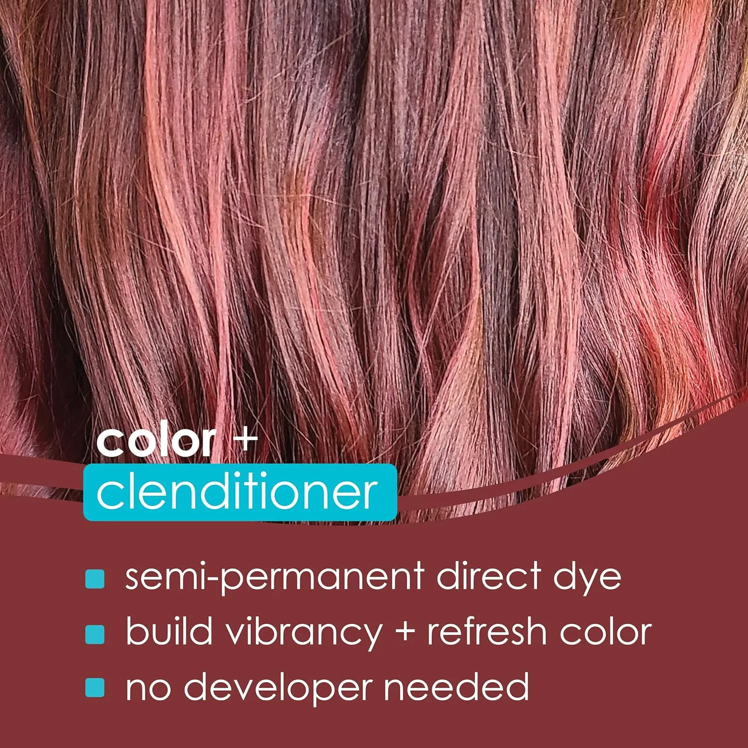 Keracolor Color + Clenditioner 3-в-1 Кондиционер для окрашивания волос для брюнеток, мягко очищает и кондиционирует, полуперманентная краска для волос, 355 мл, Rose Gold — фото 2