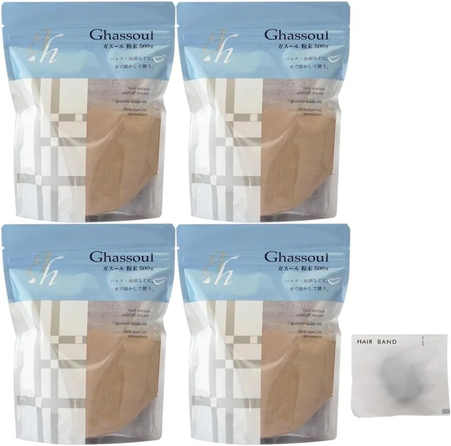 Пудра для лица Naiad Moroccan Clay 500 г x 4 набора + резинка для волос