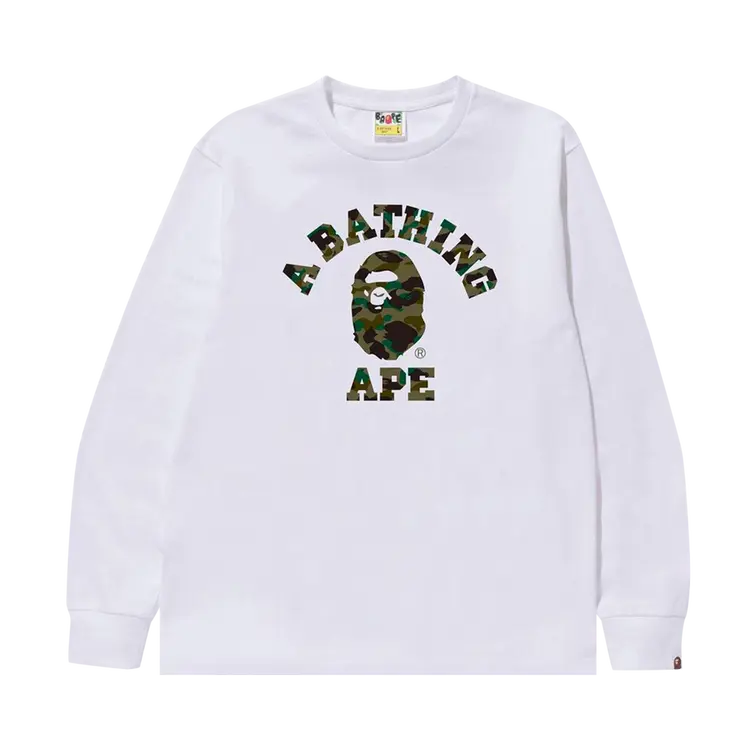 

Футболка BAPE 1st Camo College Long-Sleeve 'White/Green', белый