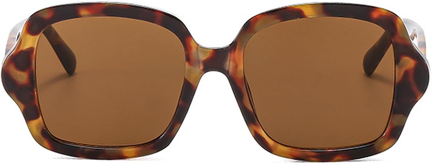 

Модные большие квадратные солнцезащитные очки для женщин с защитой от УФ-излучения UV400, винтажные панк-очки для мужчин и женщин, простые солнцезащитные очки mincl, Leopard