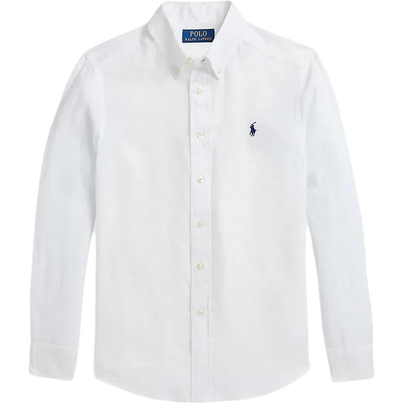Polo Ralph Lauren Однотонная рубашка весна-осень детская белая — фото 3