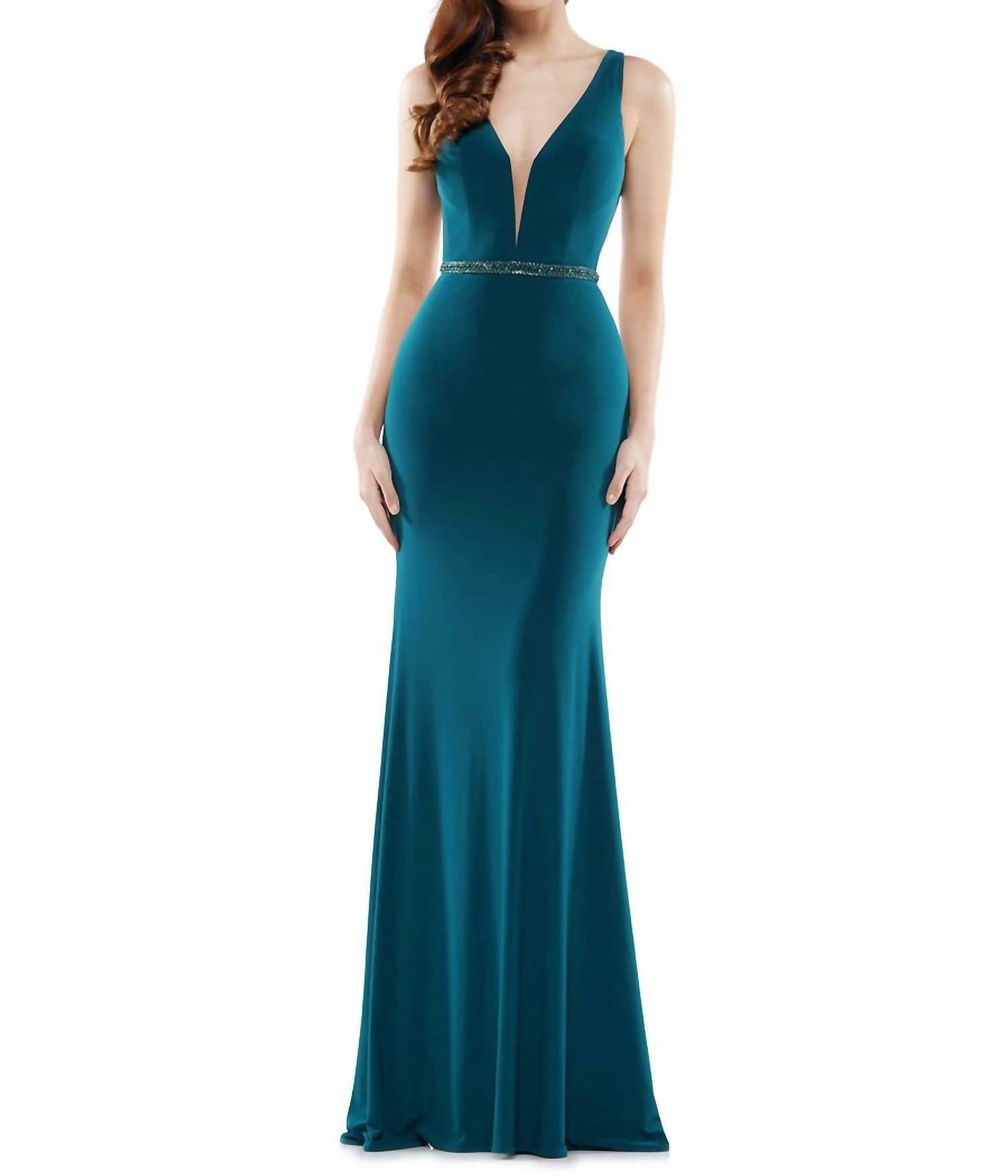 

Платье из джерси с глубоким V-образным вырезом зеленого цвета COLORS DRESS