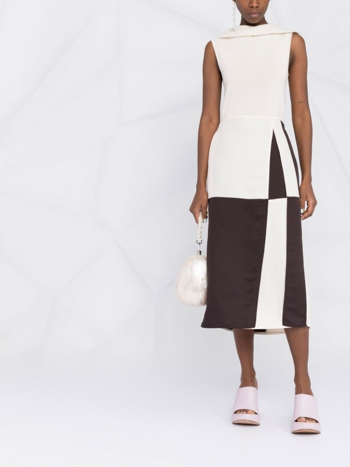 Jil Sander юбка миди в стиле колор-блок, нейтральный цвет — фото 2