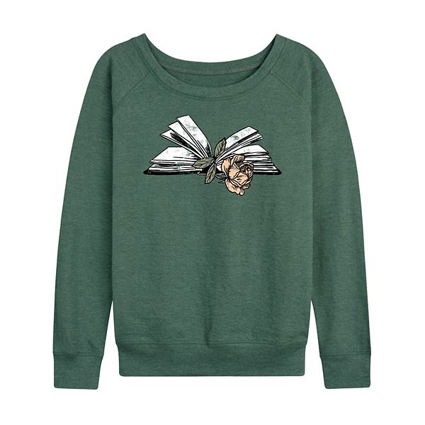 

Женская футболка с длинным рукавом rose in book из френч терри с эффектом поношенности Licensed Character, Heather Juniper