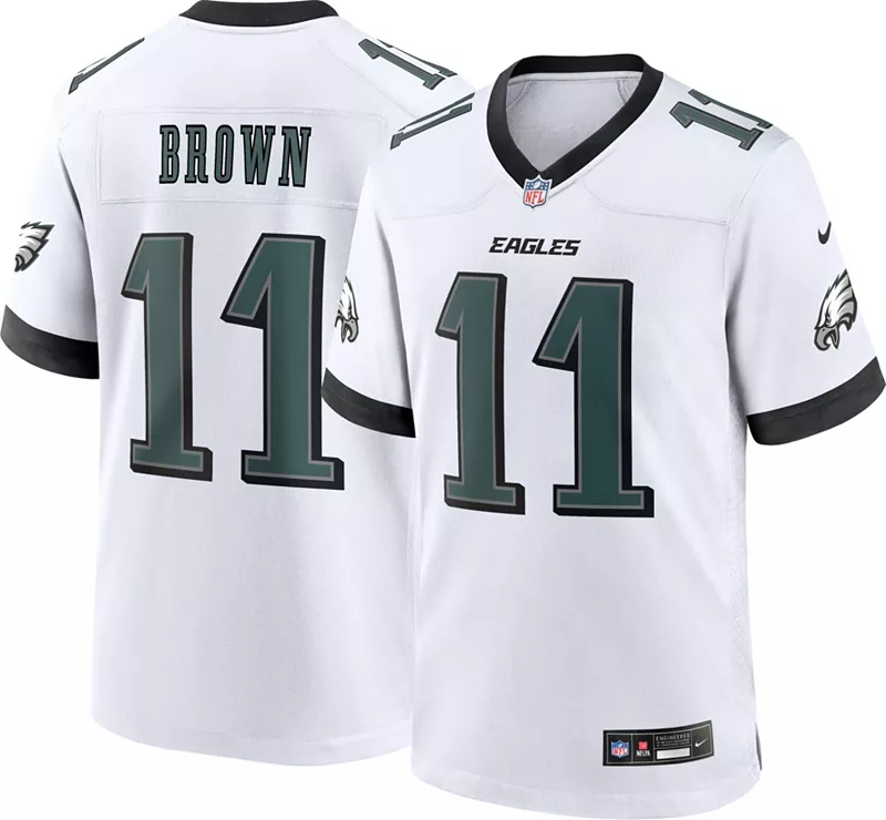 

Мужские кроссовки Nike Philadelphia Eagles A.J. Коричневый № 11 Белый игровой трикотаж