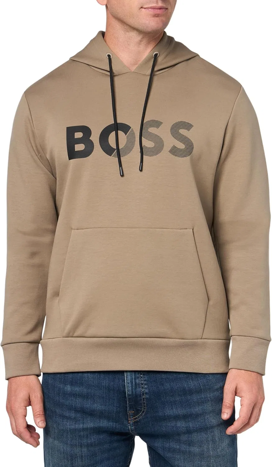 Мужская толстовка с капюшоном BOSS с тисненым логотипом Shade, Teak Beige
