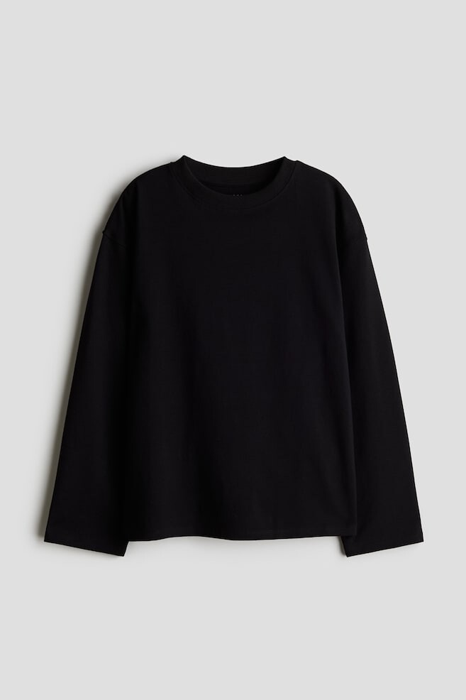 

Рубашка с длинным рукавом из хлопка H&M, черный