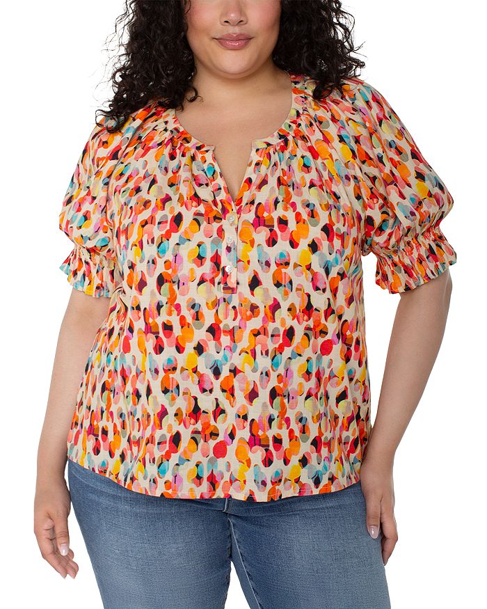 

Короткий рукав, тканая блузка Liverpool Los Angeles Plus, мультиколор