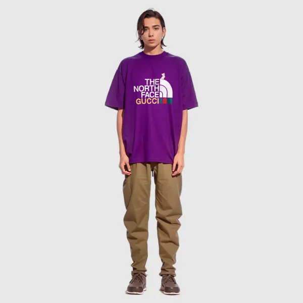 Футболка GUCCI x THE NORTH FACE Logo Tee 'Purple', фиолетовый — фото 3
