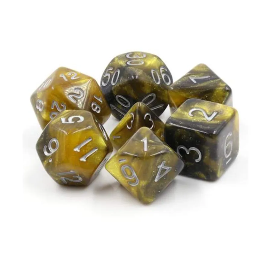 

Поликомплект - Монарх с серебром (7), Dice Sets - Resin/Acrylic - Red, Orange, Yellow, & Pink (Foam Brain Games)