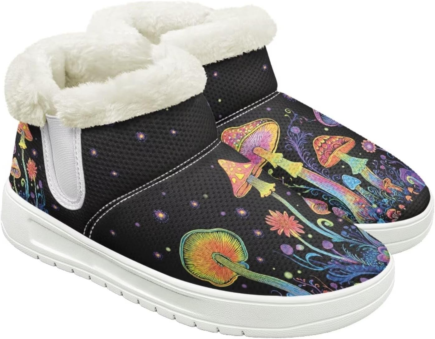 

Зимние ботинки для женщин и мужчин, слипоны, снежные туфли, для походов и путешествий, для ходьбы, с нескользящей резиновой подошвой, модный подарок Cugasmaru, Mushroom Floral