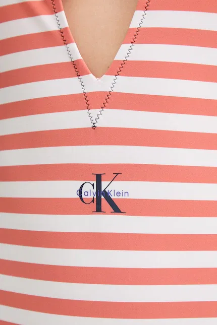 Купальник слитный с полосками Calvin Klein, оранжевый — фото 4