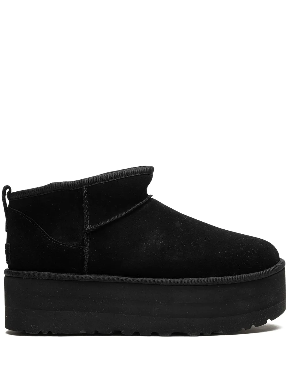 Угги замшевые UGG Classic Ultra Mini на платформе, черный