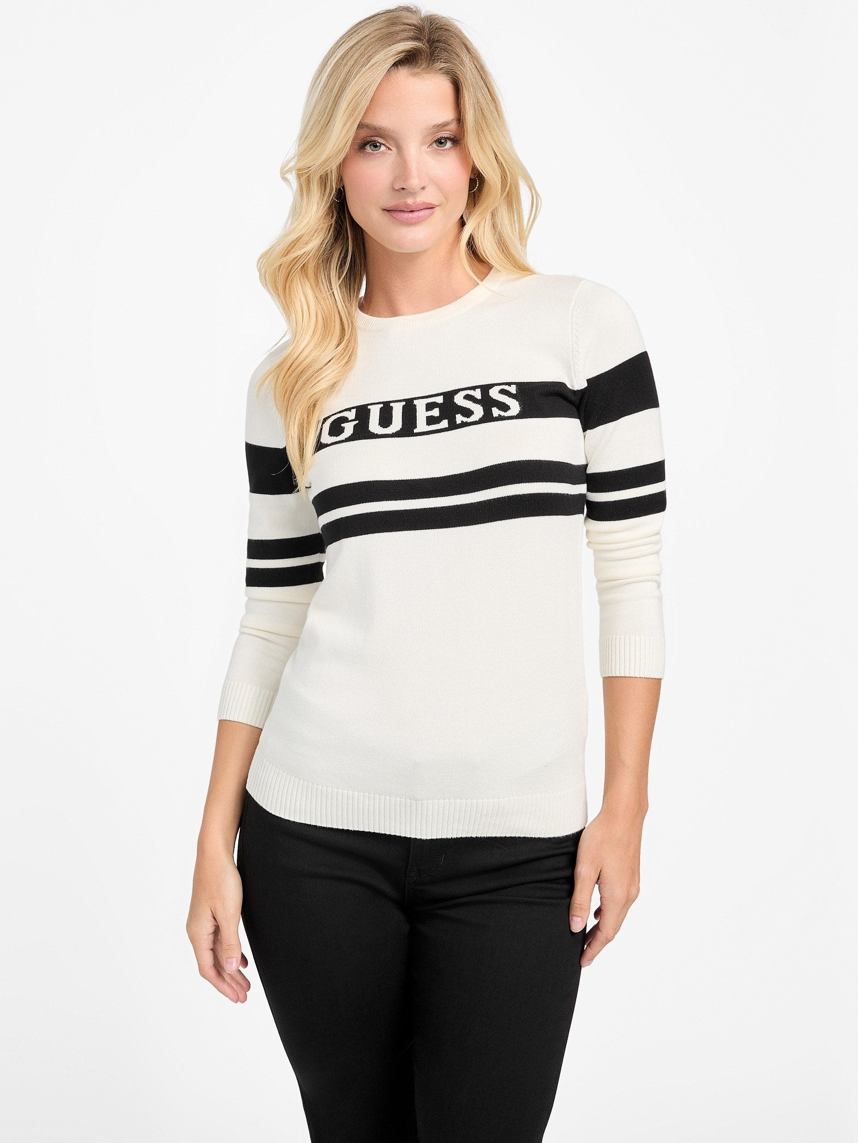 

Свитер с круглым вырезом Arisa Guess Factory, цвет dove white