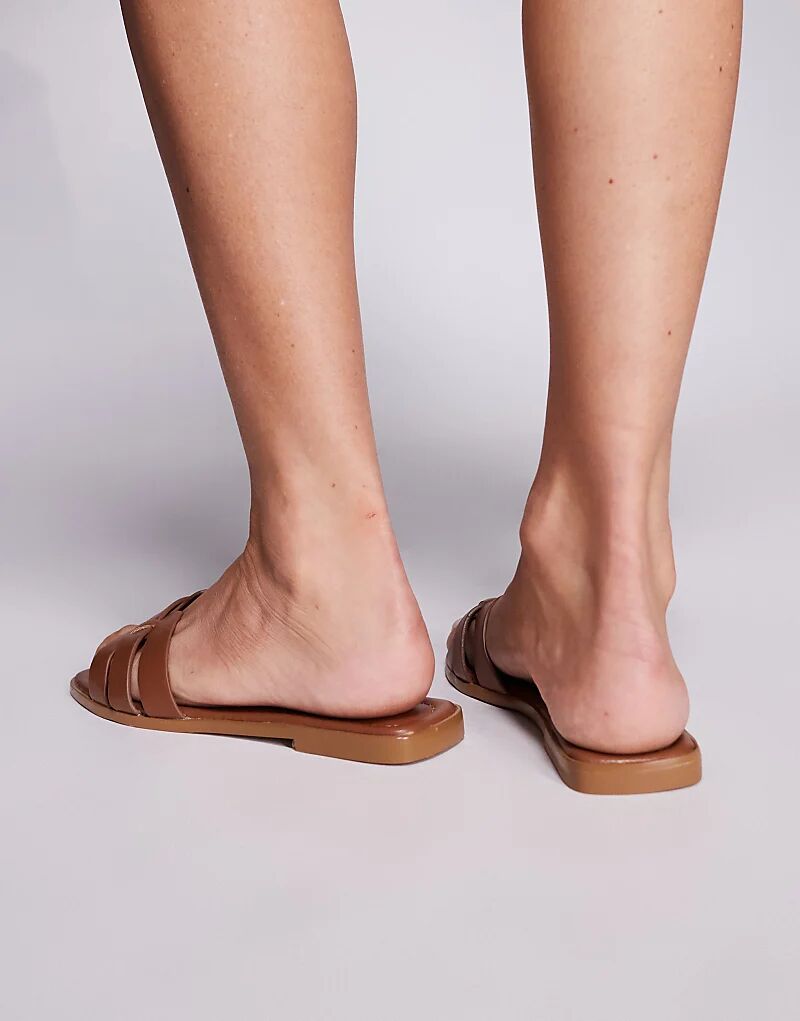 Сандалии SIMMI Shoes Jorja slip-on на плоской подошве бежевого цвета — фото 3